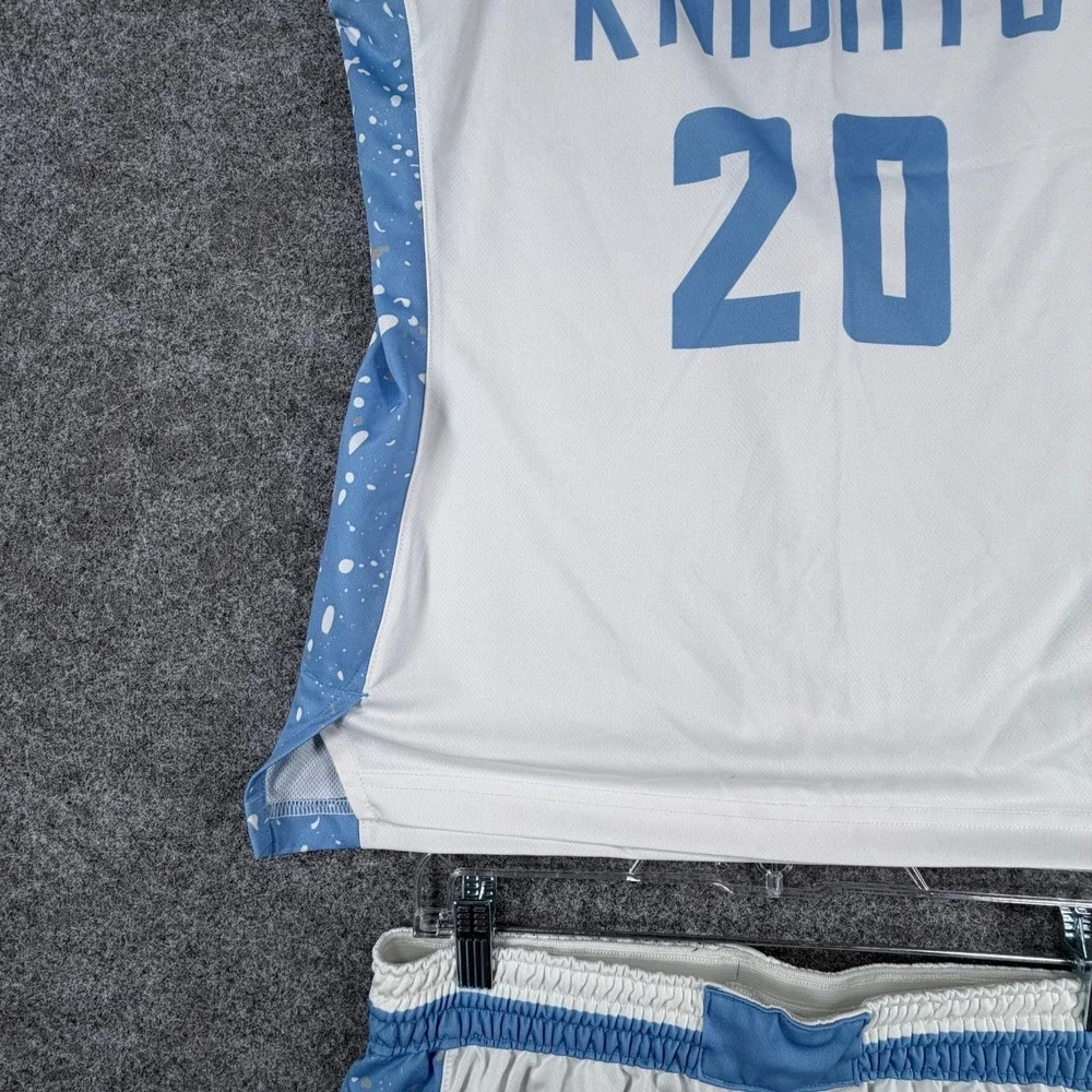 Air Jordan Basketball Jersey & Shorts Men L/M White Blue Performance Knights #20